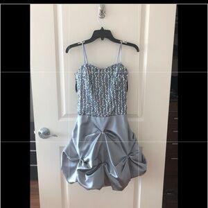 C. W. Design Silver Gray Sweetheart Dress With Jacket